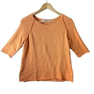 Lula B Orange Cotton knit top raglan seams Women’s Size Large 100% Cotton Casual